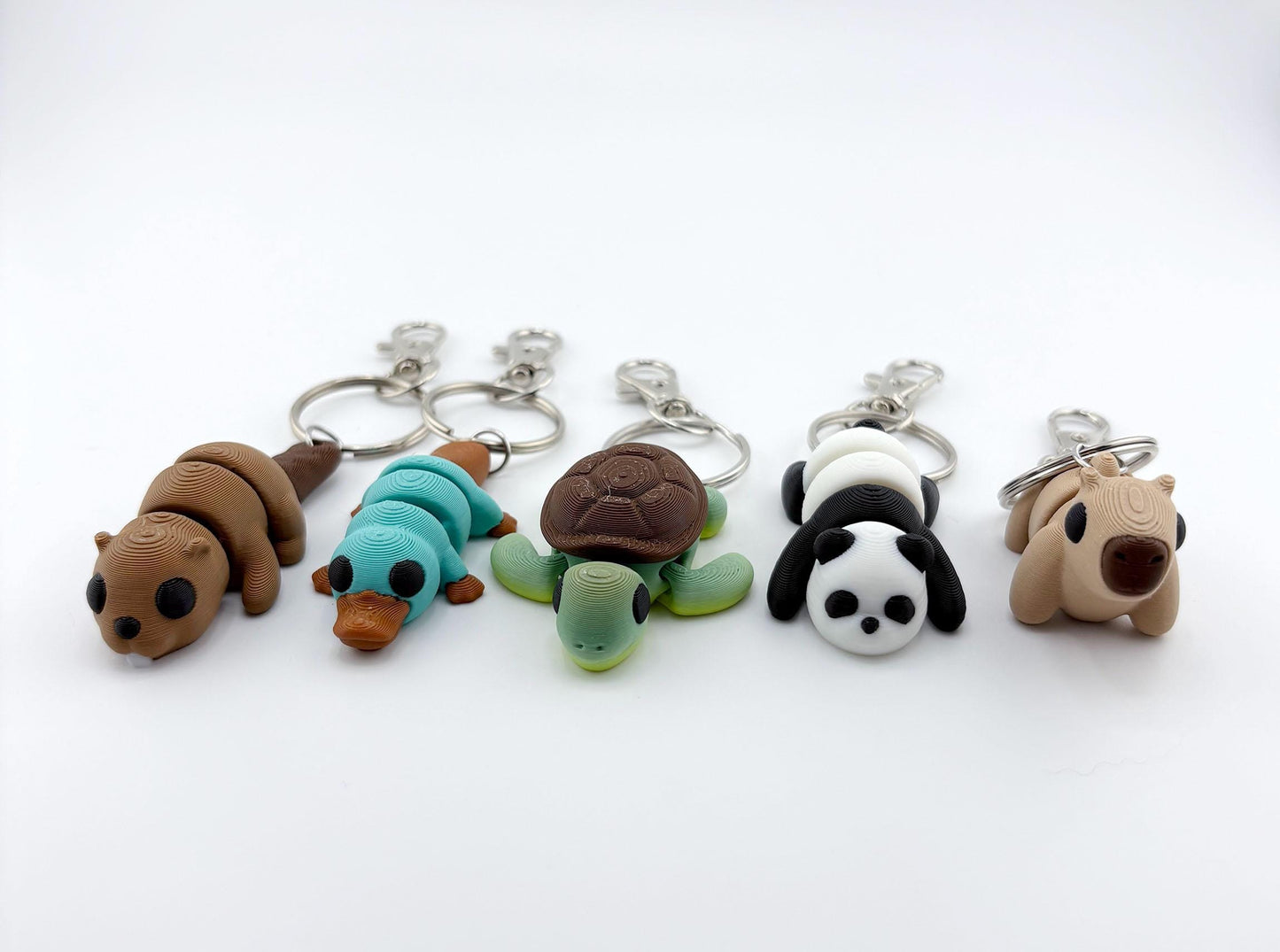 Baby Animal Keychain Set 2 - Beaver, Platypus, Turtle, Panda, Capybara