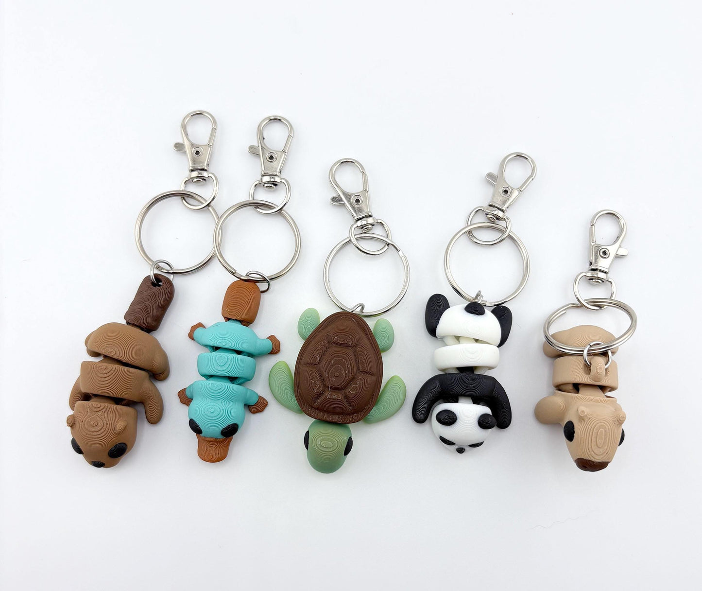 Baby Animal Keychain Set 2 - Beaver, Platypus, Turtle, Panda, Capybara