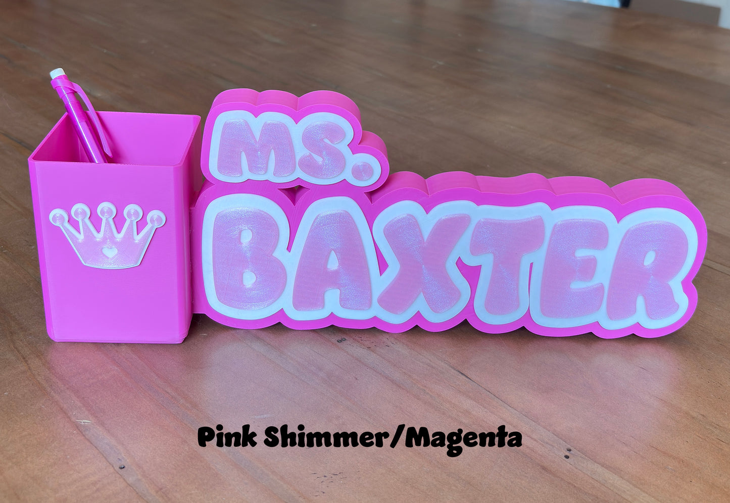 Personalized Desk Nameplate Pencil Holder