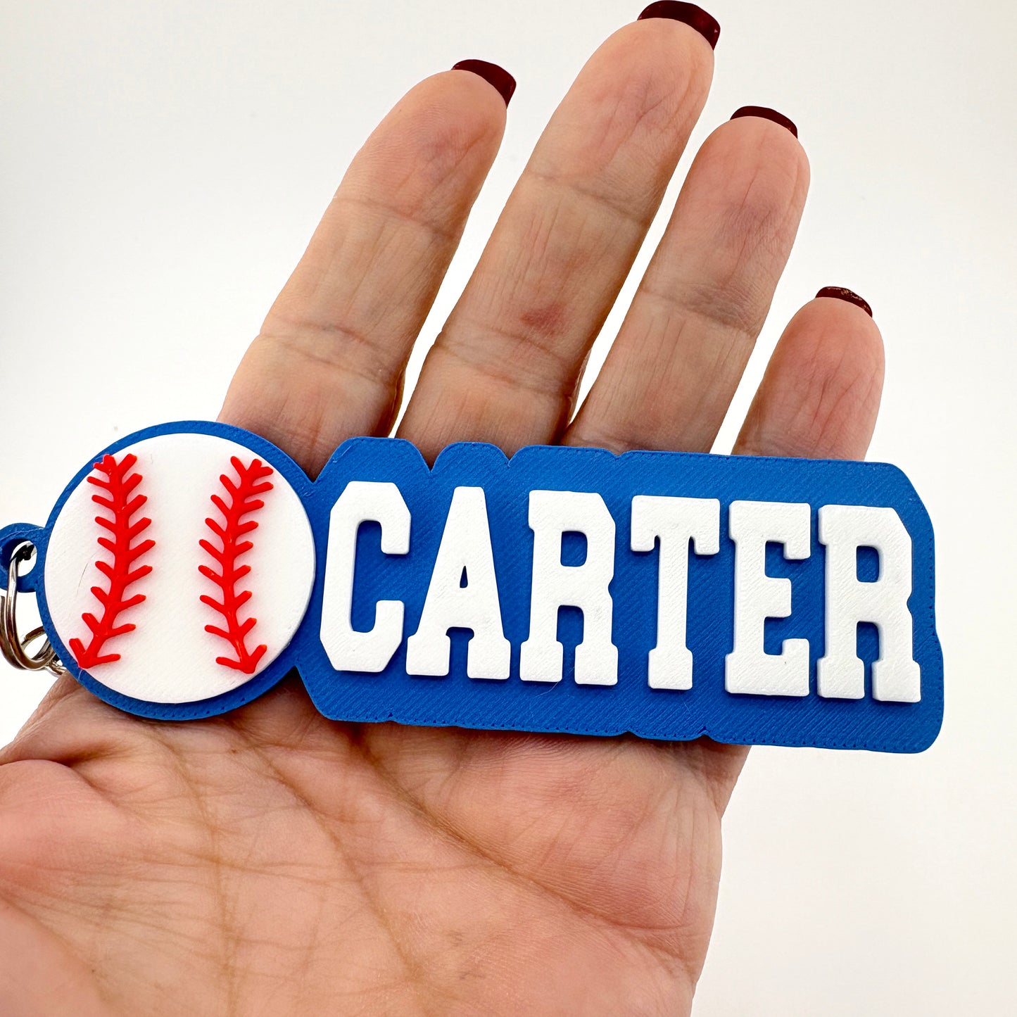 Personalized Baseball Name Tag Keychain