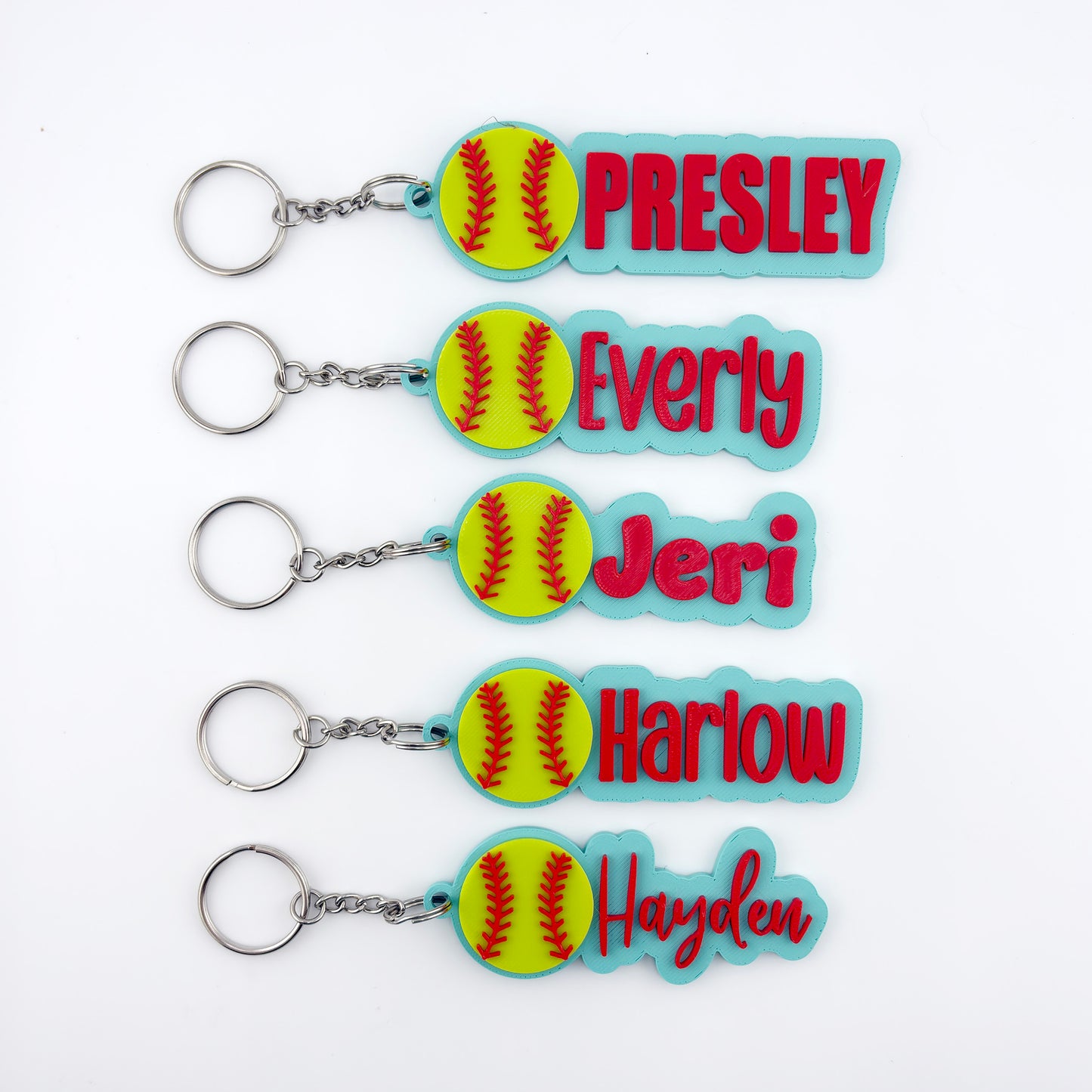 Personalized Softball Name Tag Keychain