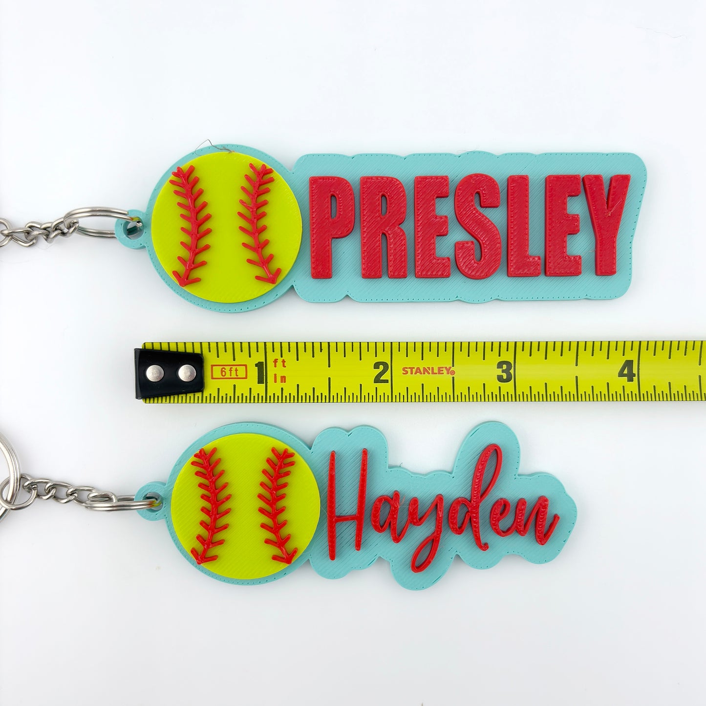 Personalized Softball Name Tag Keychain