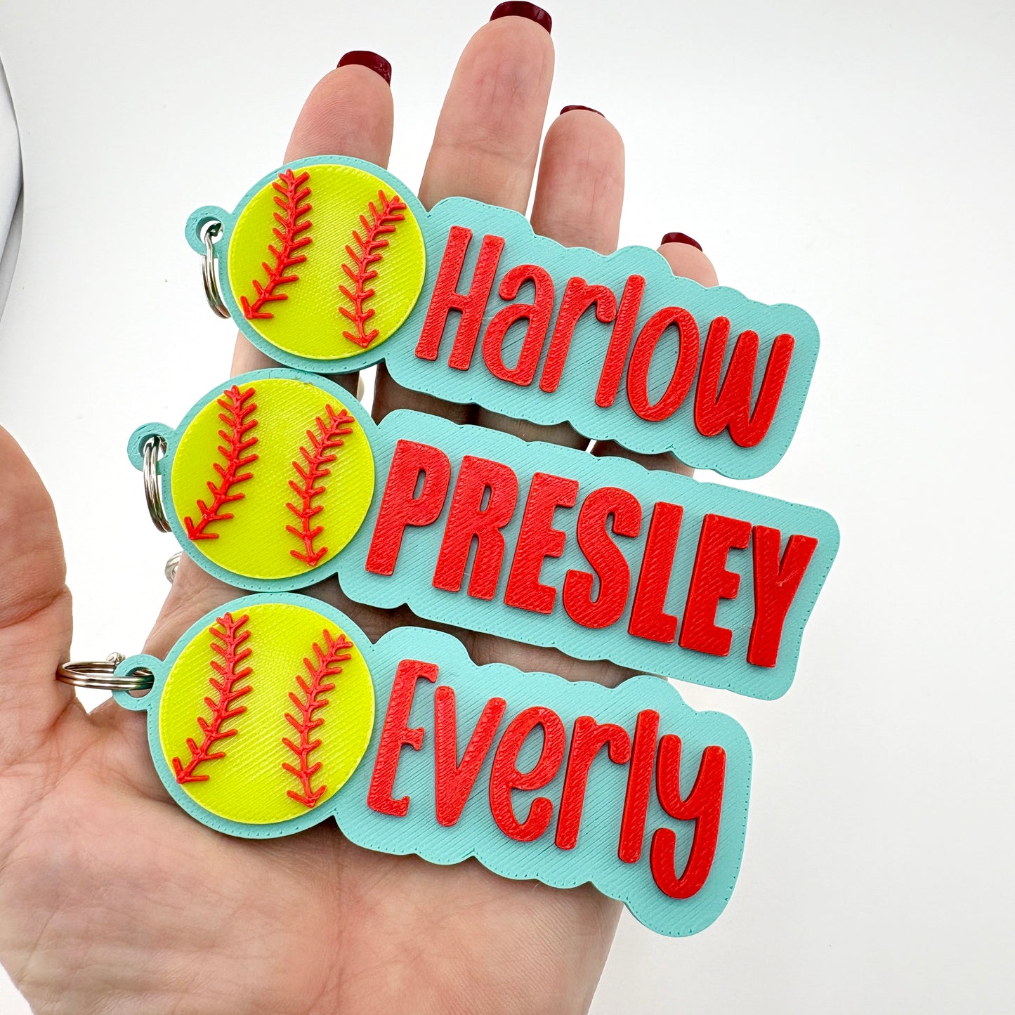Personalized Softball Name Tag Keychain