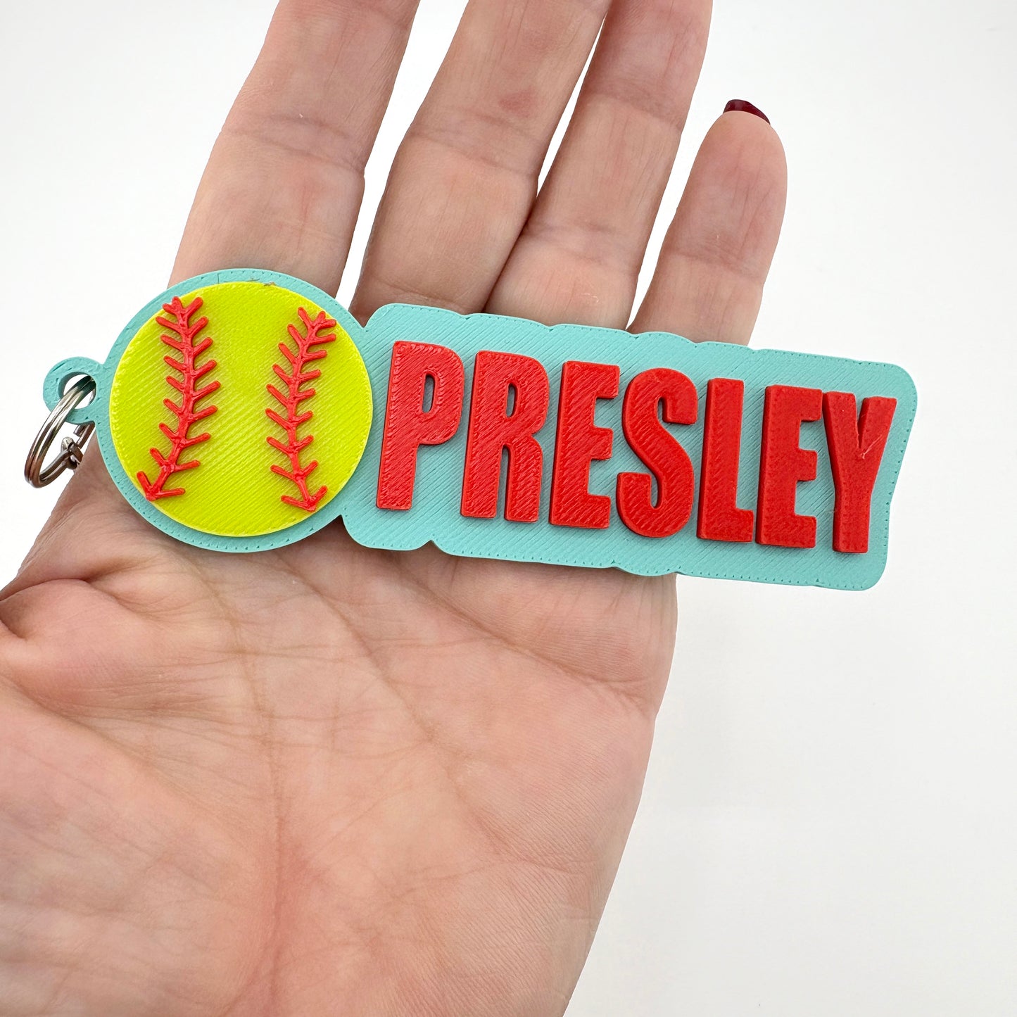Personalized Softball Name Tag Keychain