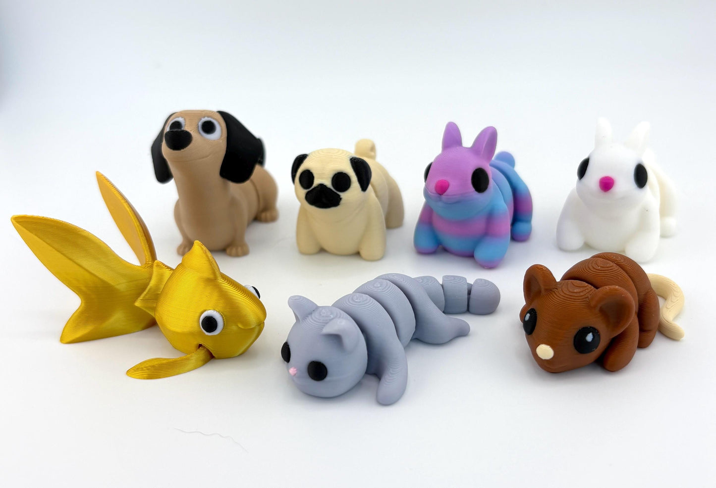 Baby Domestic Animals - Cat, Weiner Dog, Pug, Bunny, Goldfish, Mouse