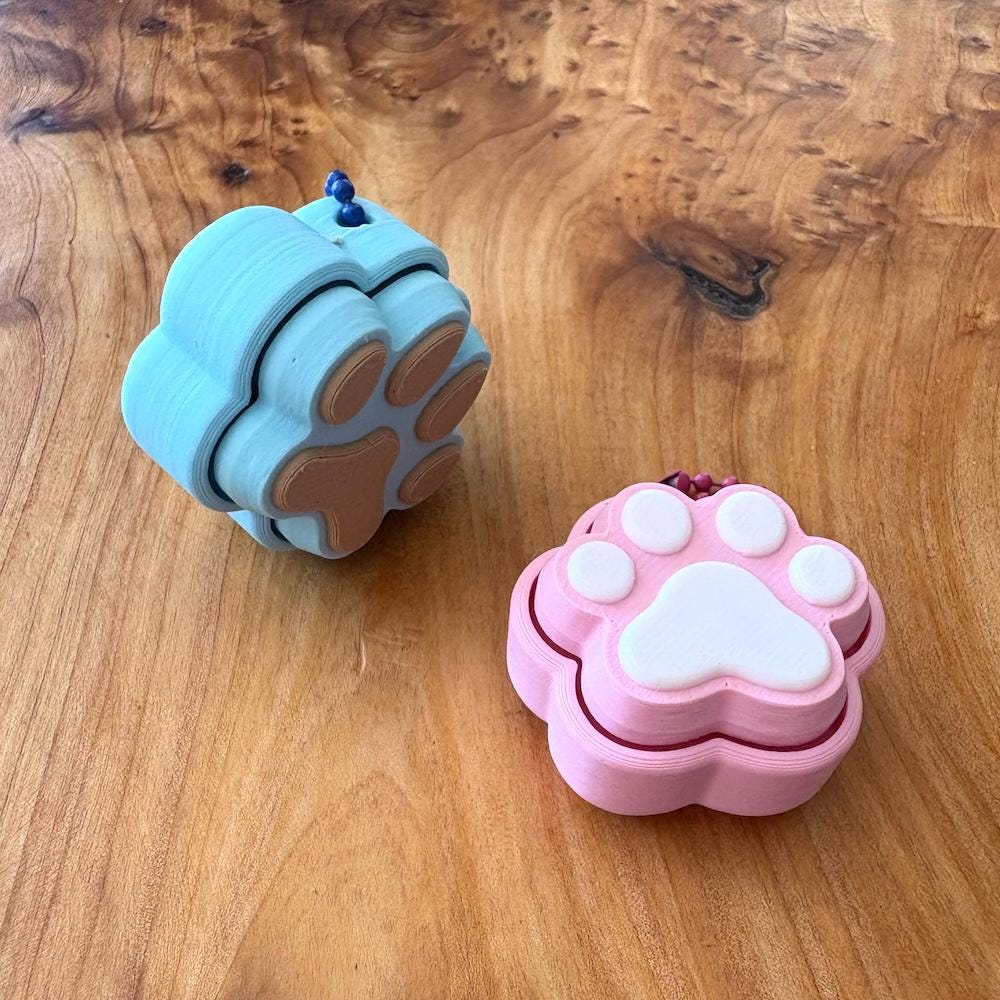 Cat/Dog Paw Print Key Clicker Fidget Keychain