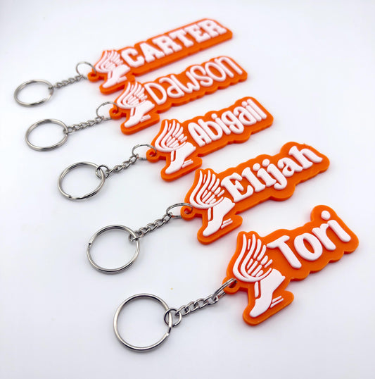 Personalized Track and Field Cross Country Name Tag Keychain