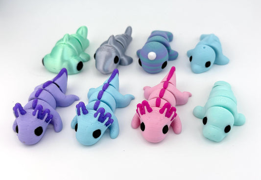 Baby Sea Creatures #1  – Axolotl, Shark, Hammerhead, Narwhal, Dolphin, Manatee