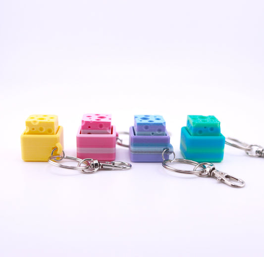 Cheesy Key Clicker Fidget Keychain