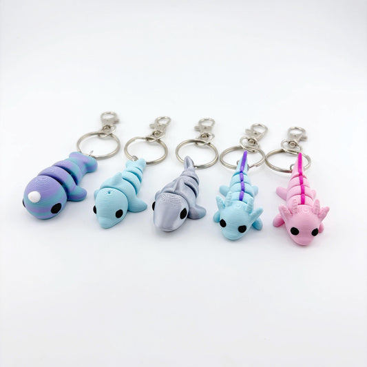 Baby Sea Creature Keychains - Shark, Dolphin, Narwhal, Axolotl, Flexi, Keychain