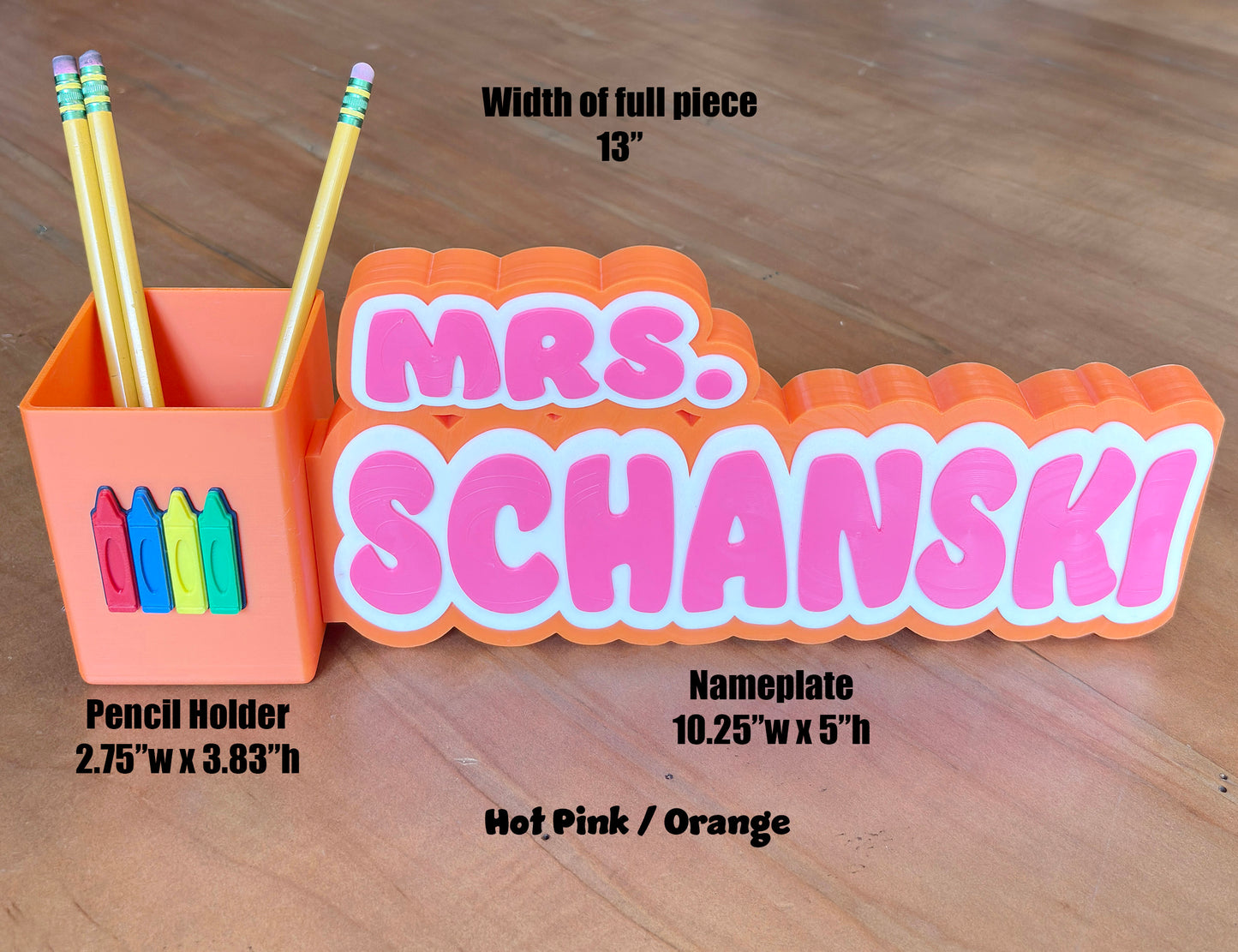 Personalized Desk Nameplate Pencil Holder