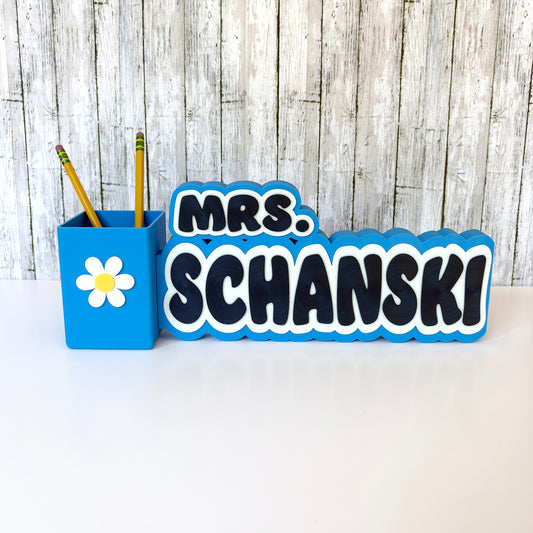 Personalized Desk Nameplate Pencil Holder