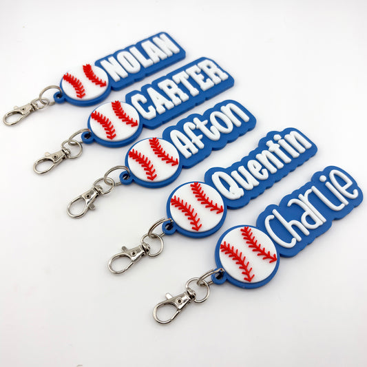 Personalized Baseball Name Tag Keychain