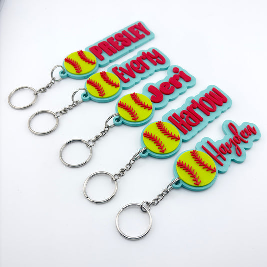 Personalized Softball Name Tag Keychain