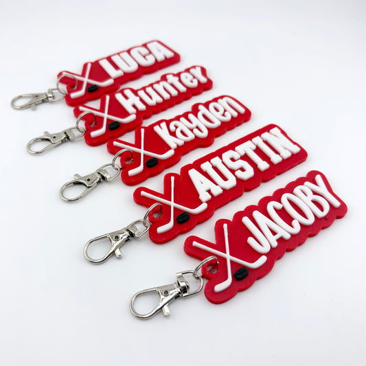 Personalized Hockey Name Tag Keychain