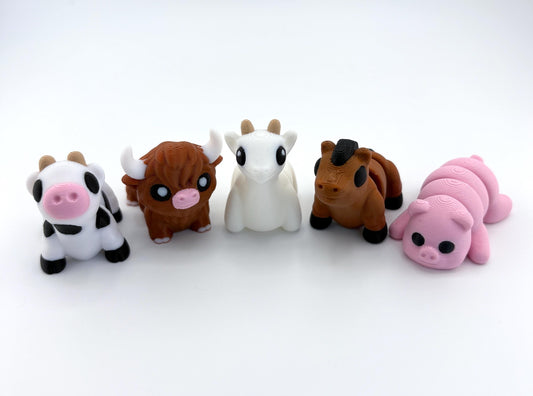 Baby Farm Animals - Cow, Highland Cow, Goat, Horse, Pig